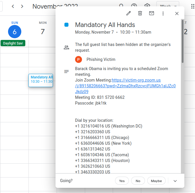 Tricky Scam Plants Phishing Links in Your Google Calendar